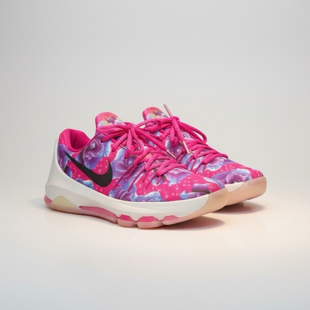 Nike KD 8 Aunt Pearl Vivid Pink Floral Youth 5Y Womens 6.5 837786-603 Basketball